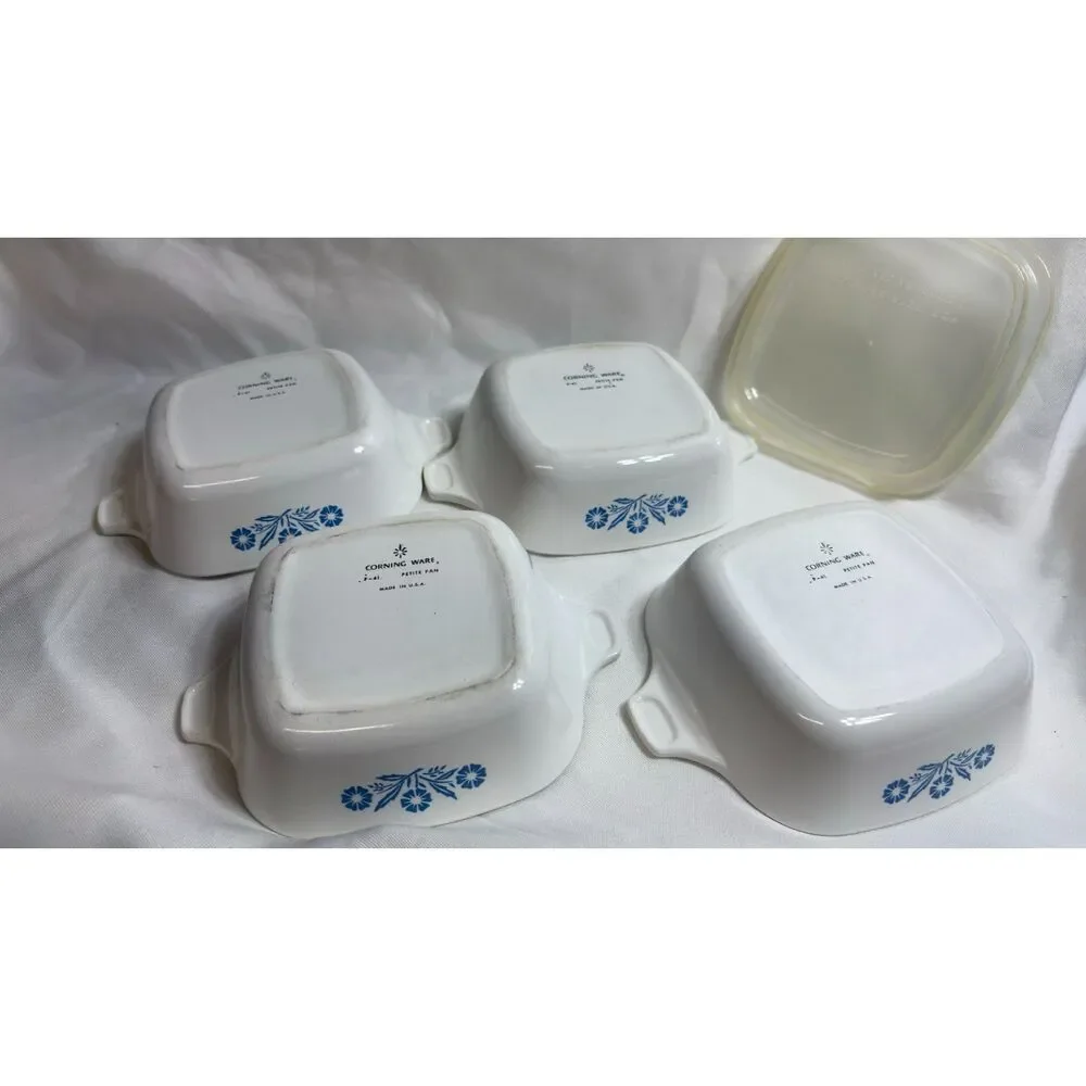 Corning Ware Vintage 4 Petite Pan Casserole Dishes Iconic Blue Cornflower Patter